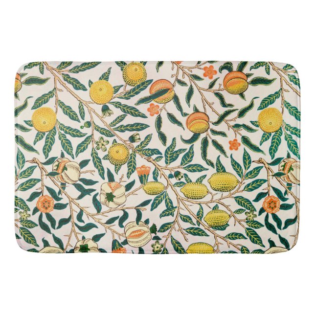 William Morris Frucht Granatapfel Vintage  Badematte (Vorderseite)