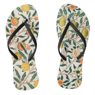 William Morris Frucht Granatapfel Weißer Schmuck Flip Flops