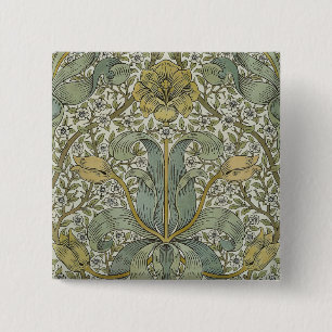 William Morris Frühjahrsdickicht Gelbe Blumenkunst Button