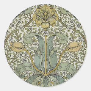 William Morris Frühjahrsdickicht Gelbe Blumenkunst Runder Aufkleber