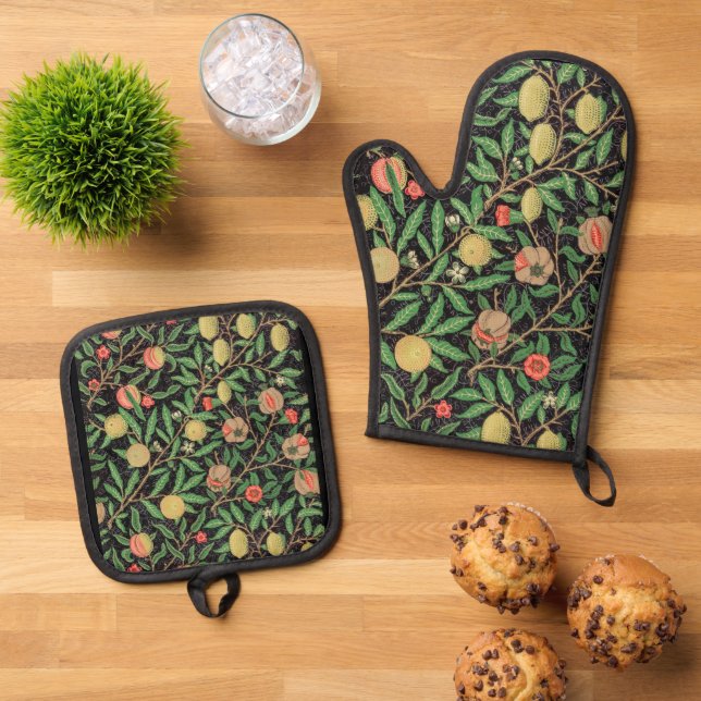William Morris Fruit Pattern Ofenhandschuh & Topflappen-Set (Oben Unten)