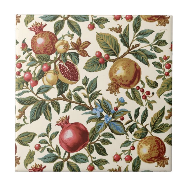 William Morris Fruit Pomegranat-Muster Fliese (Vorderseite)