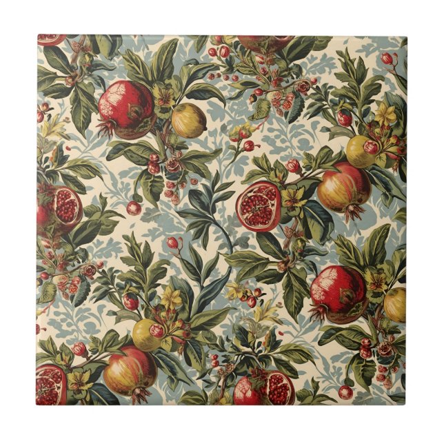 William Morris Fruit Pomegranate Blumenmuster Fliese (Vorderseite)
