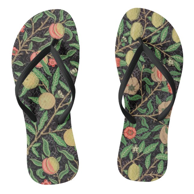 William Morris Fruit Pomegranate Blumenmuster Flip Flops (Fußbett)