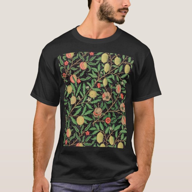 William Morris Fruit Pomegranate Blumenmuster T-Shirt (Vorderseite)
