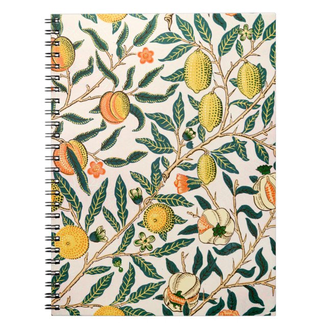 William Morris Fruit Pomegranate Weißer Ornament Notizblock (Vorderseite)