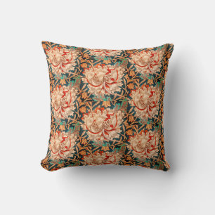 WILLIAM MORRIS GARDEN TAN POPPY FLORAL SANGRIA KISSEN