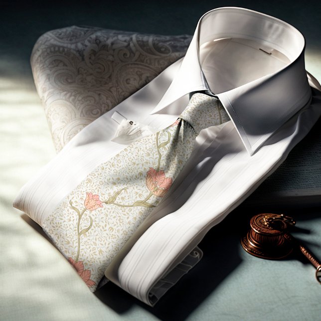 William Morris Garden Tulip Floral Pattern Krawatte (Von Creator hochgeladen)