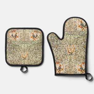William Morris Geißblatt-Blumen-Wallpaper Ofenhandschuh & Topflappen-Set
