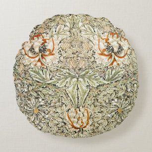 William Morris Geißblatt-Blumen-Wallpaper Rundes Kissen