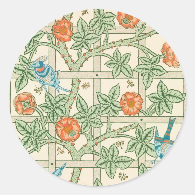 William Morris Gitter-Victorian-Tapete Runder Aufkleber (Vorderseite)