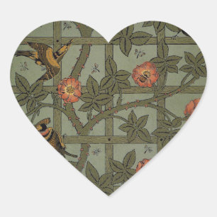 William Morris Gitter-Wallpaper-Kunst Herz-Aufkleber