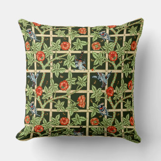 William Morris Gittermuster in Grün Kissen