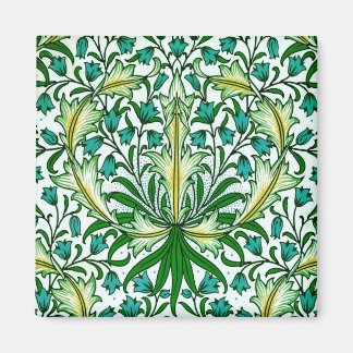 William Morris Gold Aqua Floral Wallpaper Magnet