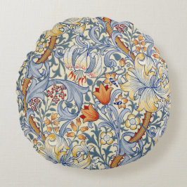 William Morris Gold-Lilie-Victorian-Wallpaper Rundes Kissen
