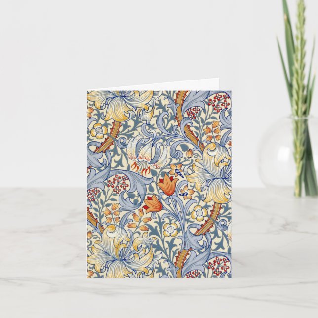 William Morris Gold Lily Folded Note Card (Vorderseite)