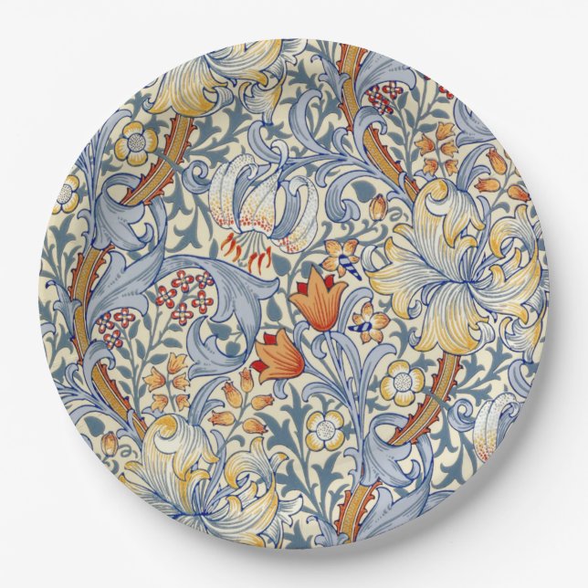 William Morris Gold Lily Viktorianisch Wallpaper Pappteller (Vorderseite)