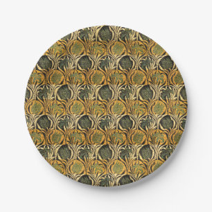 William Morris Gold-Tulpen-Lilien-Vintage-Wallpape Pappteller