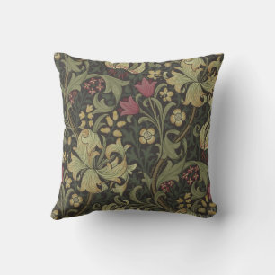 william-morris-golden-lilie-kohle-schwarz-gold kissen