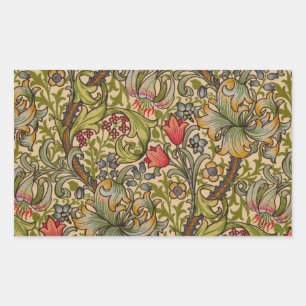 William Morris Golden Lily Antikes Blumenmuster Rechteckiger Aufkleber