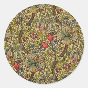 William Morris Golden Lily Antikes Blumenmuster Runder Aufkleber