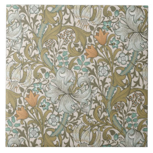 William Morris Golden Lily Blau Gold Klassiker Fliese