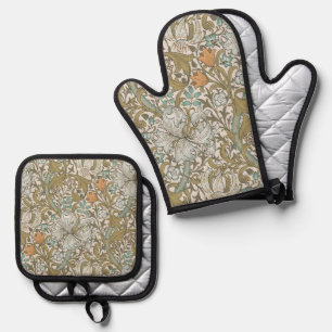William Morris Golden Lily Blau Gold Klassiker Ofenhandschuh & Topflappen-Set