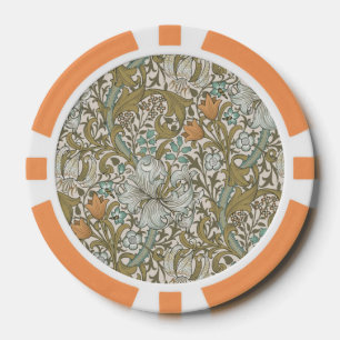 William Morris Golden Lily Blau Gold Klassiker Pokerchips