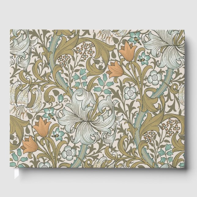 William Morris Golden Lily Blue Gold Classic Gästebuch (Vorderseite)