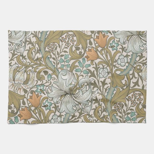 William Morris Golden Lily Blue Gold Classic Geschirrtuch (Horizontal)