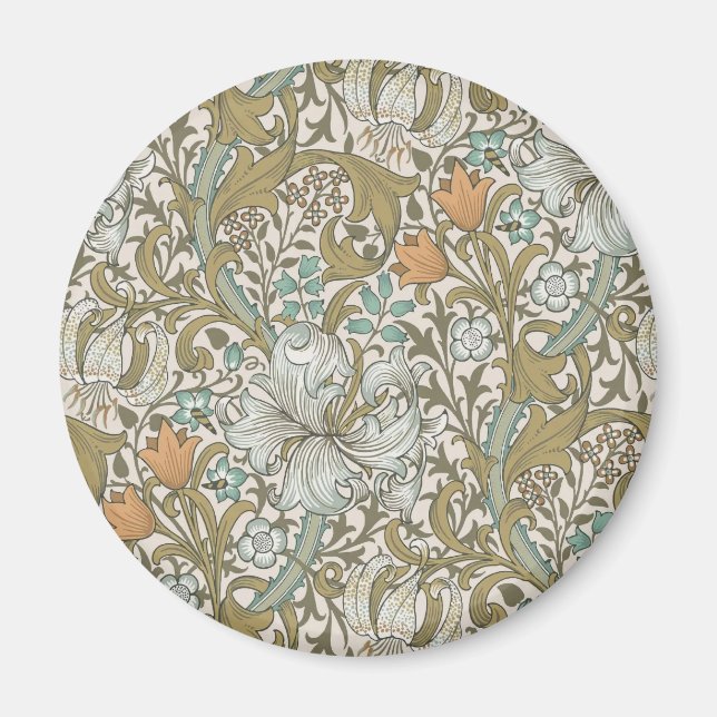 William Morris Golden Lily Blue Gold Classic Magnet (Vorne)