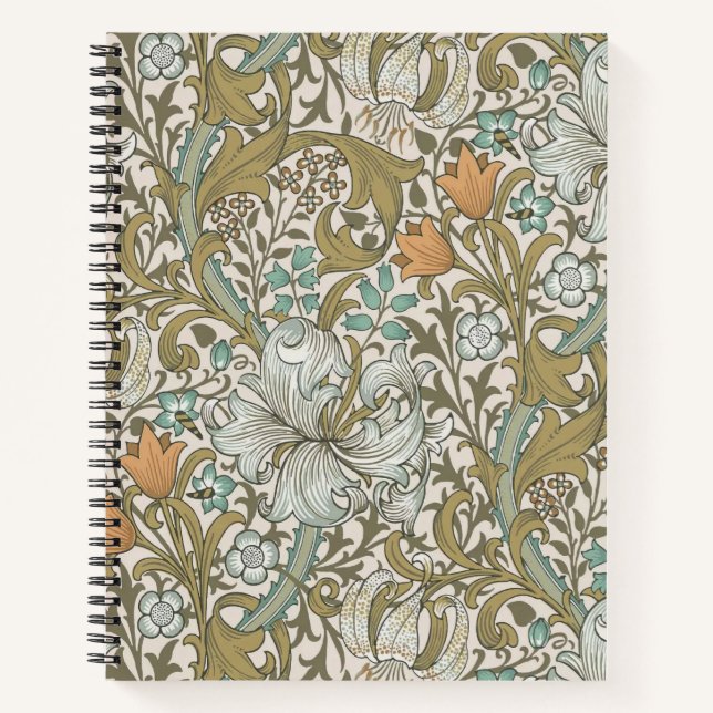 William Morris Golden Lily Blue Gold Classic Notizbuch (Vorderseite)