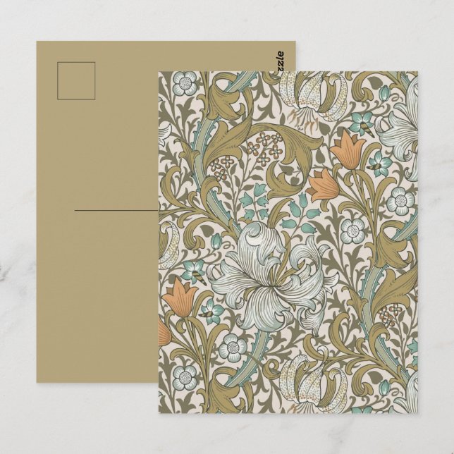 William Morris Golden Lily Blue Gold Classic Postkarte (Vorne/Hinten)