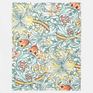 William Morris Golden Lily Floral Pattern Fleecedecke