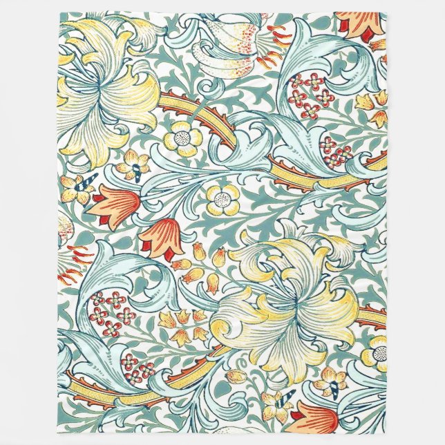 William Morris Golden Lily Floral Pattern Fleecedecke (Vorderseite)