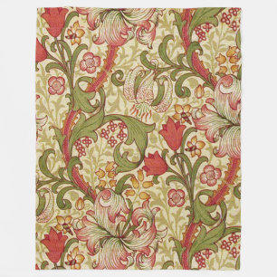 William Morris Golden Lily Floral Pattern Fleecedecke