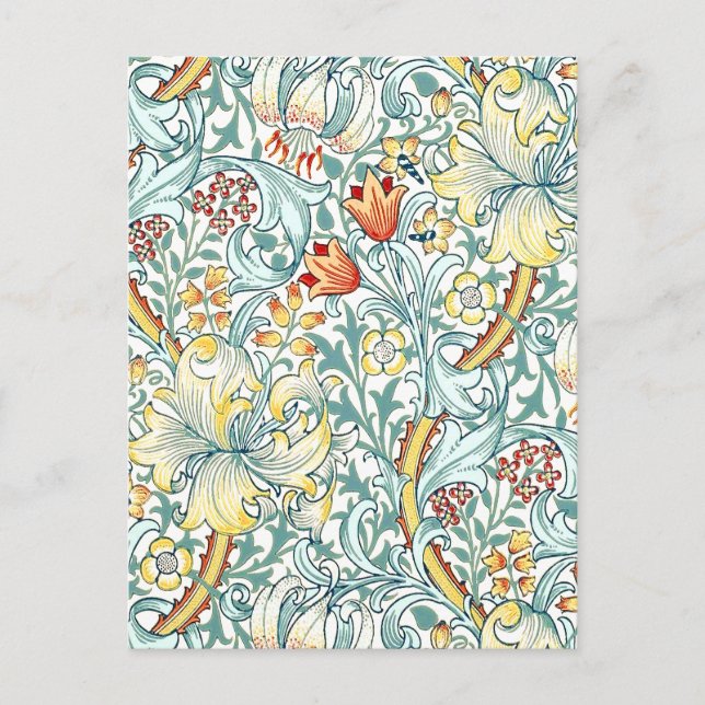 William Morris Golden Lily Floral Pattern Postkarte (Vorderseite)
