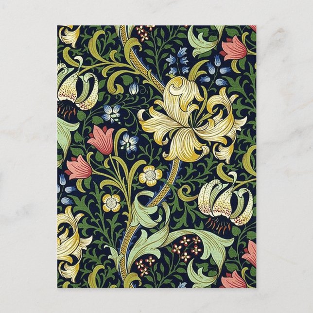 William Morris Golden Lily Floral Pattern Postkarte (Vorderseite)