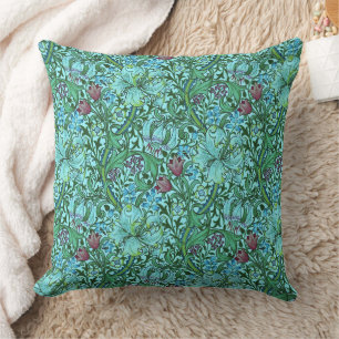 William Morris Golden Lily Florale Blumen Blau Kissen