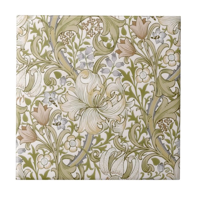 William Morris Golden Lily Garden Flower Classic Fliese (Vorderseite)