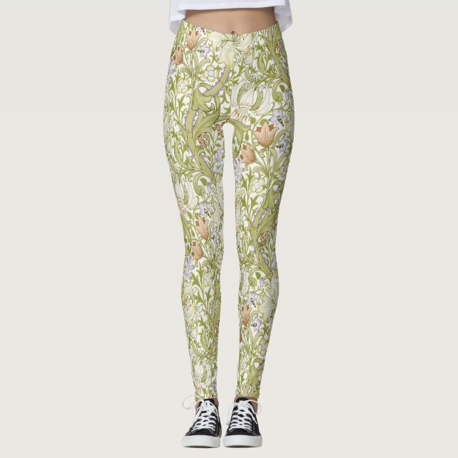 William Morris Golden Lily Garden Flower Classic Leggings (Vorderseite)