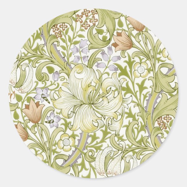 William Morris Golden Lily Garden Flower Classic Runder Aufkleber (Vorderseite)