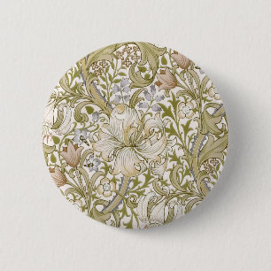 William Morris Golden Lily Garten Blumen Klassiker Button