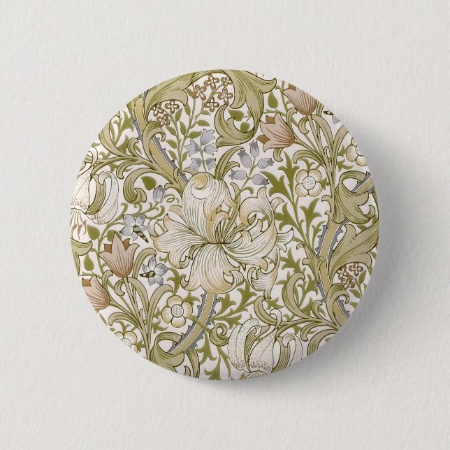 William Morris Golden Lily Garten Blumen Klassiker Button (Vorderseite)