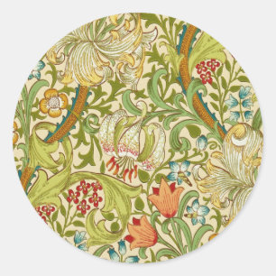 William Morris Golden Lily Vintage Vor-Raphaelite Runder Aufkleber