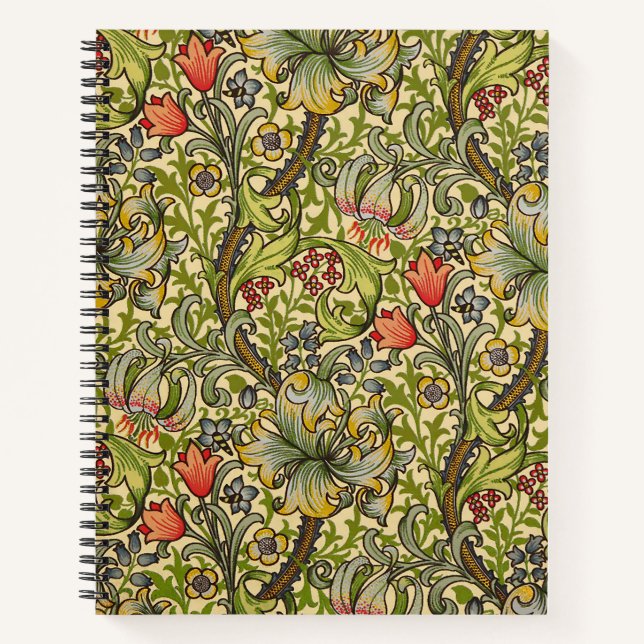 William Morris Golden Lily Vintages Blumendesign Notizbuch (Vorderseite)