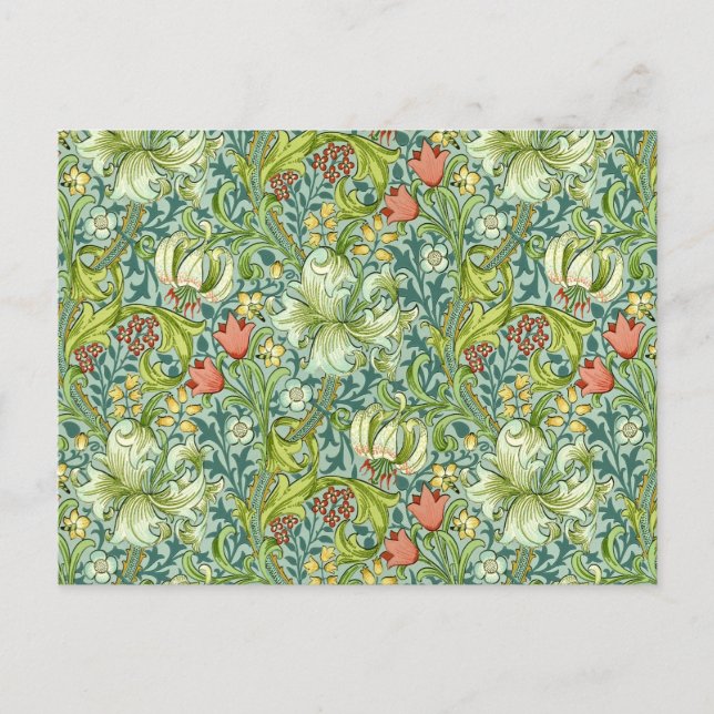 William Morris Golden Lily Vintages Blumendesign Postkarte (Vorderseite)