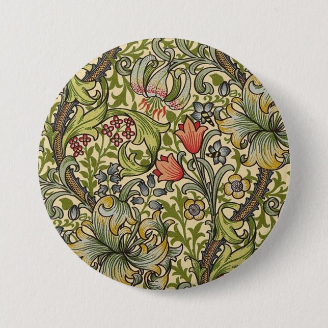 William Morris Golden Living Relected Pattern Button (Vorderseite)