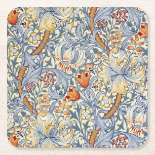William Morris Goldene Lilie viktorianische Tapete Rechteckiger Pappuntersetzer
