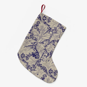 William Morris Goldlack Muster Antique Blau Kleiner Weihnachtsstrumpf
